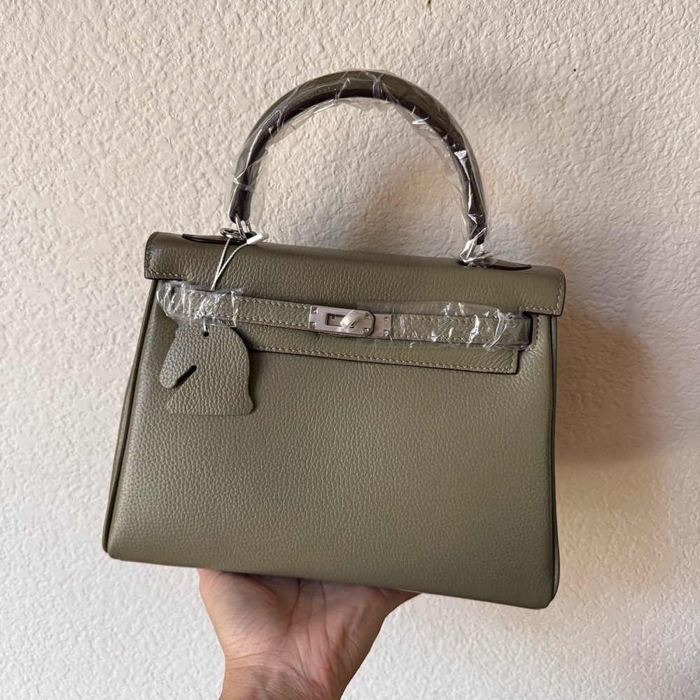Designer-Style Olive Green Top-Handle Satchel